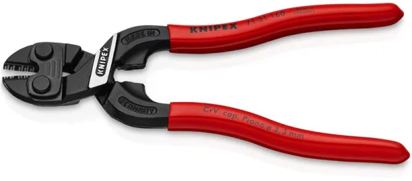 Knipex KNIPEX CoBolt® S Kompakt csapszegvágó kivágással a pengében, fekete atramentált, műanyag bevonatú, 160 mm