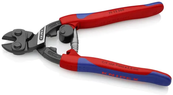 Knipex CoBolt® Kompakt csapszegvágó fekete atramentált, karcsú többkomponensű fogantyúval, 200 mm