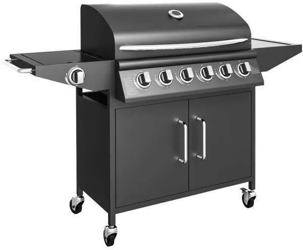Gázgrill 6 égővel és oldalsó főzőlappal