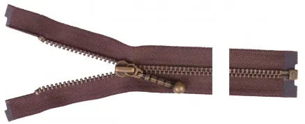 YKK Levehető Cipzár Antik Réz 60cm 4mm Barna