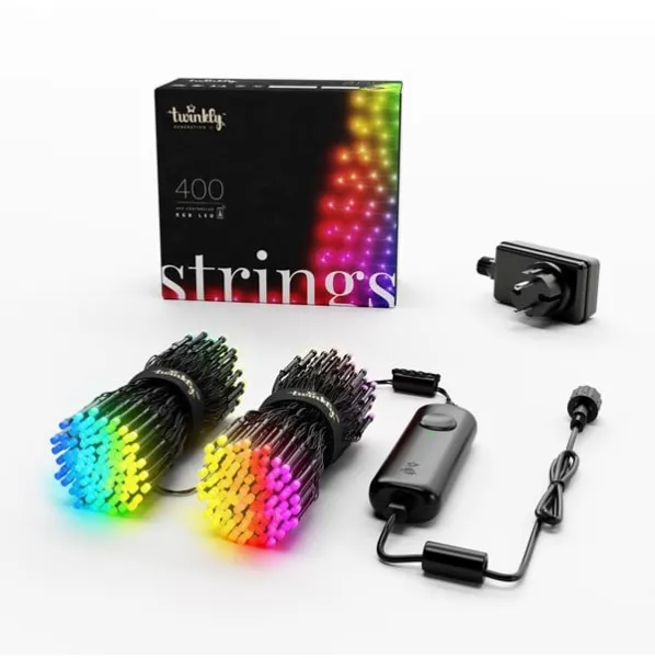 Twinkly Strings - 400 alkalmazáson keresztül vezérelhető RGB LED. 32 méter. Fekete kábel.