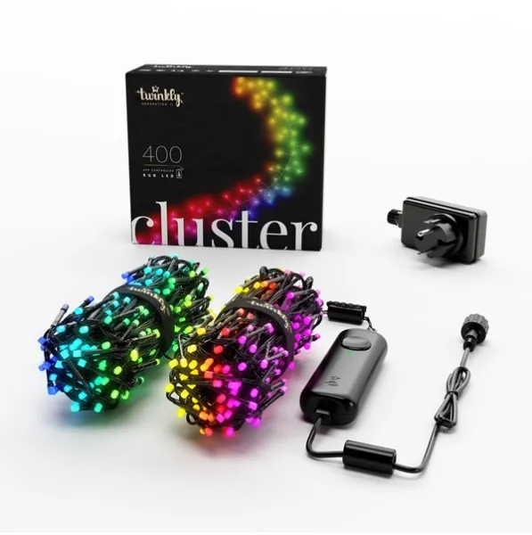 Twinkly Cluster - 400 alkalmazáson keresztül vezérelhető RGB LED. 6 méter. Fekete kábel.
