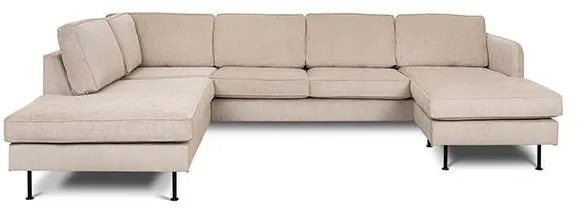 Læsø kanapé chaise longue-gal és nyitott véggel - 288 x 210 cm - bézs bársony
