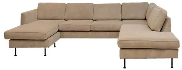 Thy kanapé chaise longue-gal és nyitott véggel - 305 x 210 cm - bézs bársony - balos