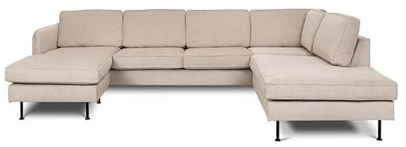 Læsø kanapé chaise longue-gal és nyitott véggel - 288 x 210 cm - bézs bársony - balos kivitel